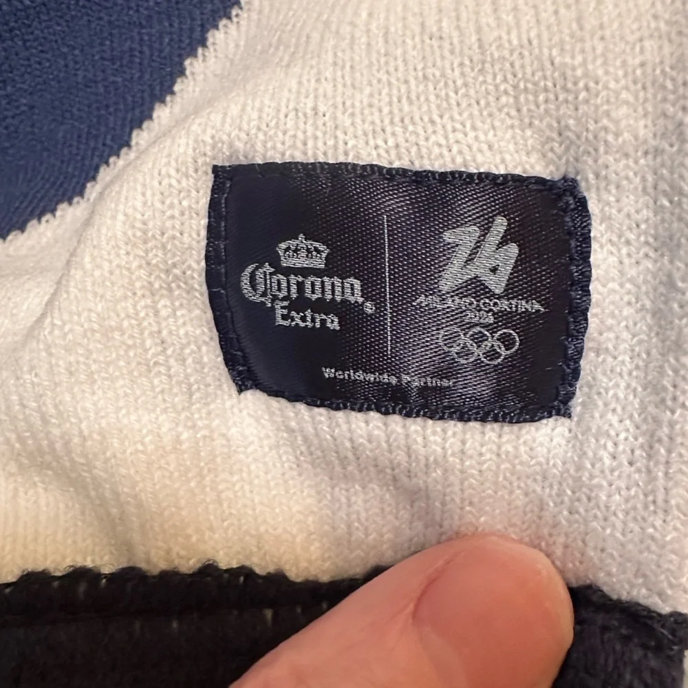Corona Extra Milano Cortina Navy White Olympic Scarf NWT Geometric Fringe - Picture 4 of 12